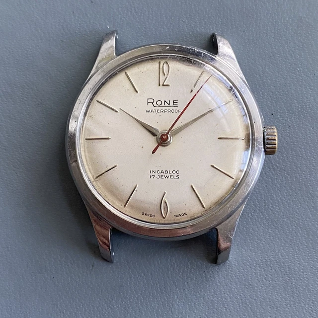 VINTAGE RONE CAL. ETA 2370 Manual Wound Stainless Steel Watch. 34.3mm ...