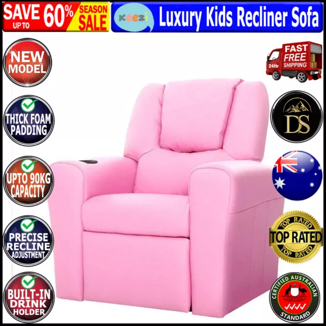 Keezi Luxury Kids Recliner Sofa Children Lounge Chair Couch PU Armchair PINK