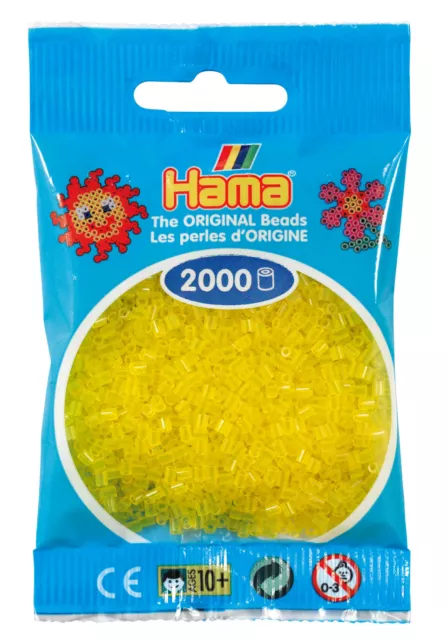 Hama 2000 Mini Bügelperlen 501-14 Transparent-Gelb Ø 2,5 mm Perlen Steckperlen