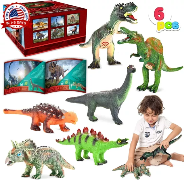 PREXTEX Juguetes de dinosaurio para niños de 3 a 5 años (12 figuras de  dinosaurio de plástico y libro interactivo de dinosaurios con sonido) -  Juguete