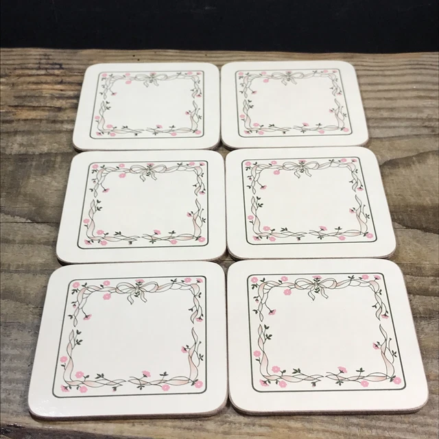 Vintage Cloverleaf Eternal Beau Boxed Set of 6 Square Coasters Retro