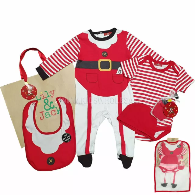 Baby Boy Lily & jack 5 Piece Gift Set Layette Christmas Santa Newborn 0-6 Months