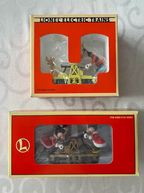 Disney Goofy & Pluto + Mickey & Minnie Handcar w/Box (Lionel 6-18425 + 6-18433)