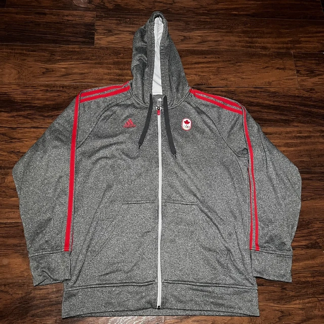 Adidas Canada Olympic Team Track Jacket Gray Red Men’s Size Large