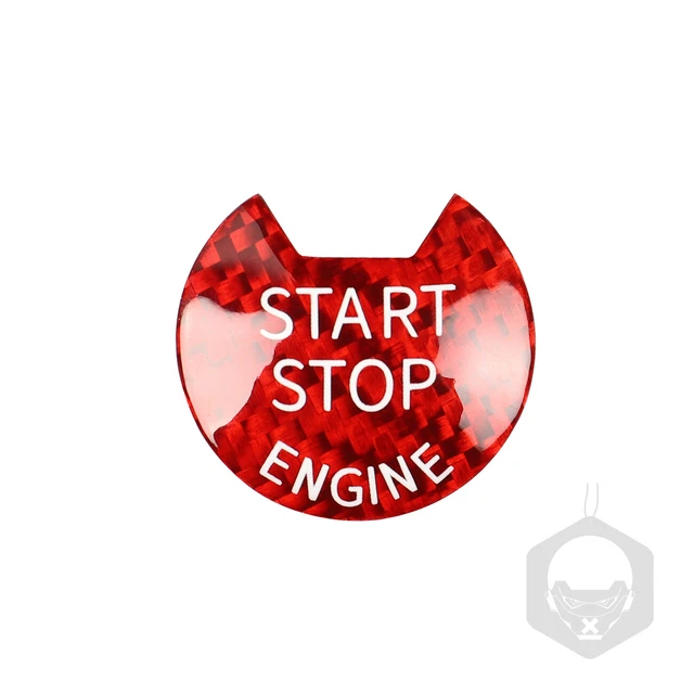 Adesivo Fibra di Carbonio Motore Auto Start Stop Pulsante Accensione Ritaglio per Infiniti B
