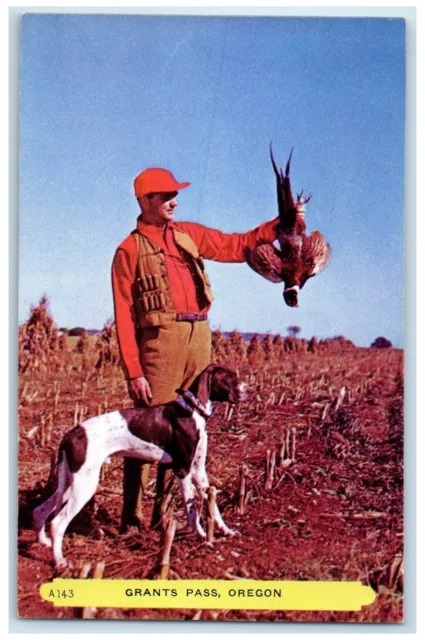 c1960's Hunting With Dog Scene Grant Pass Portland Oregon OR Posted Postcard