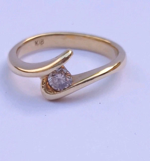 Bague Solitaire Or 18k Diamant 0,20ct - Taille 54, 4,52g - Occasion à Porter