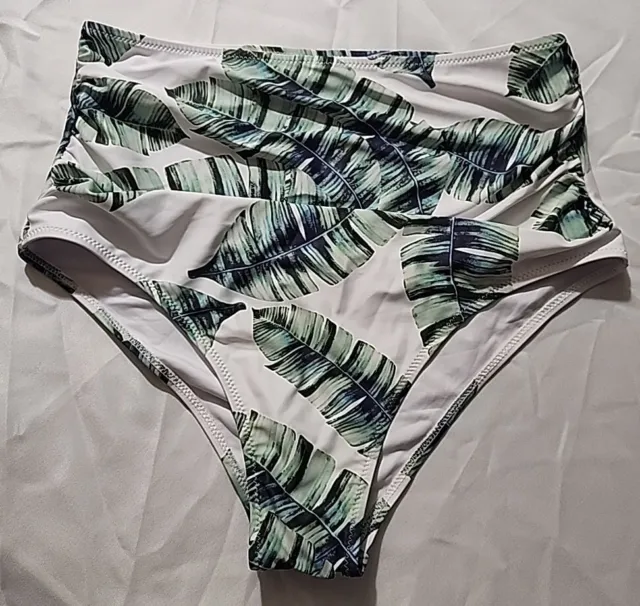 Size Large Womens High-Waist Swimsuit Bikini Bottoms Tropical