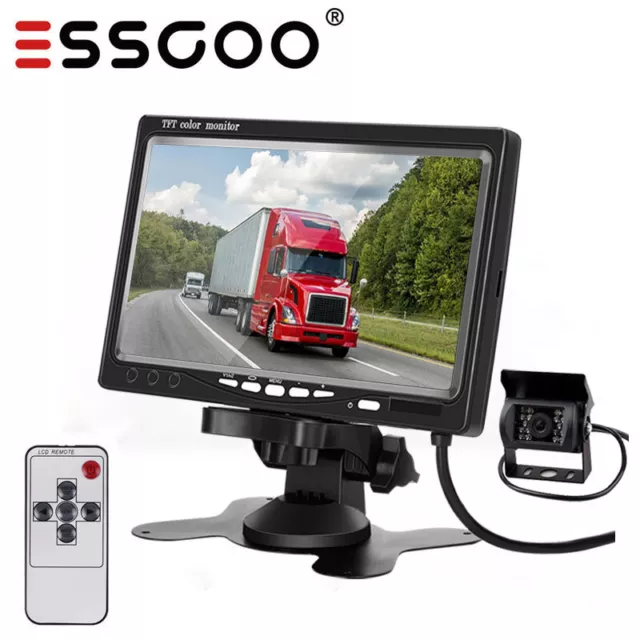 ESSGOO 7" TFT LCD Car Rear View Monitor Screen+ Reverse Camera Kit For Truck VAN