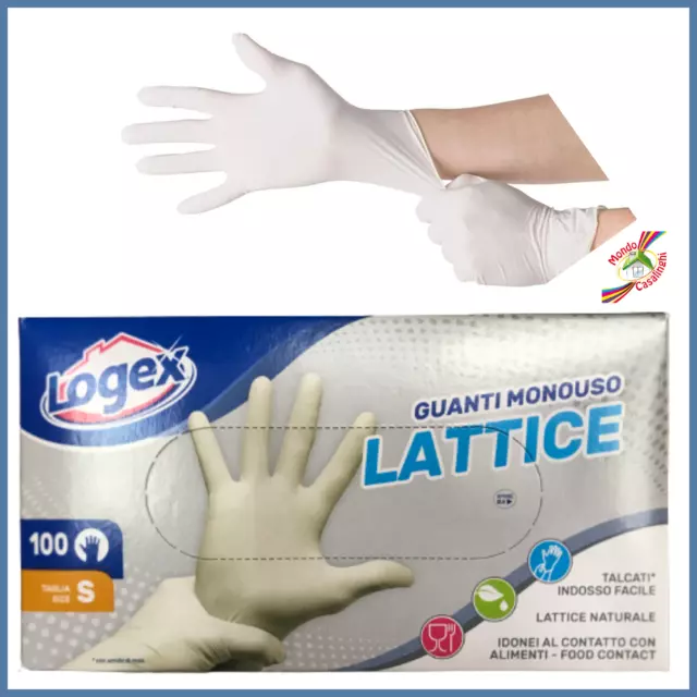 100 guanti in lattice latex monouso da lavoro resistenti nitrile s m l talcati