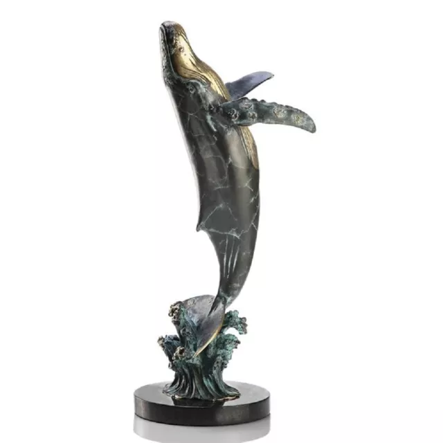 Large Humpback Whale Brass Marble Art Sculpture Statue Nautical ~ SPI Home 30990