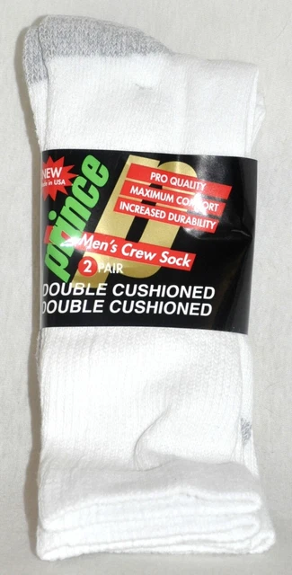 Prince Cushion Crew Boot Socks 2 Pair Men's Size 10-13 Made In The USA!!
