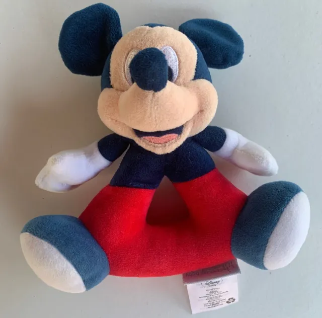 Disney Baby Mickey Mouse Red Blue White Rattle Toy Plush
