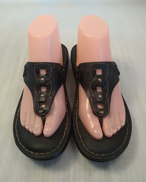 BOC Born Concept Sandals Women Size 8 Black Leather Thong Sandal Flip Flops