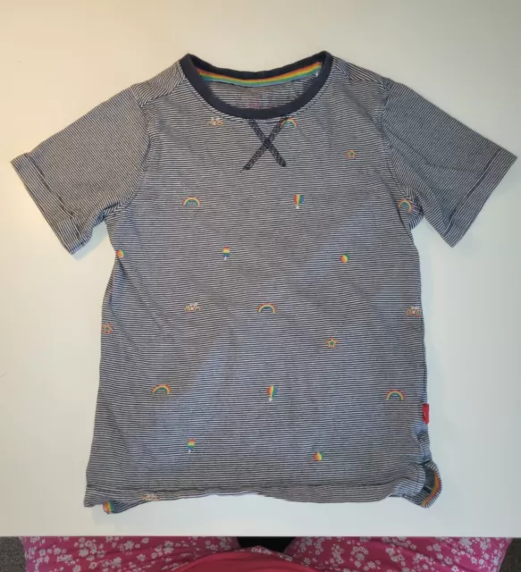 Little Bird Jools Oliver Boys Girls Navy Blue Stripes Rainbows Shirt Top 5-6 🌈