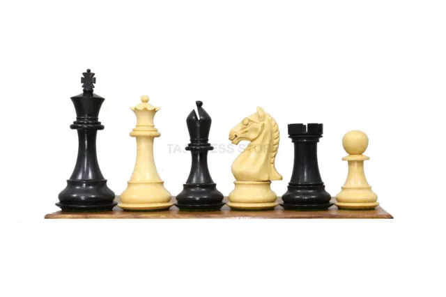 4" Fierce Knight Staunton Chess Pieces Buis/Ebonized Taj Chess Store