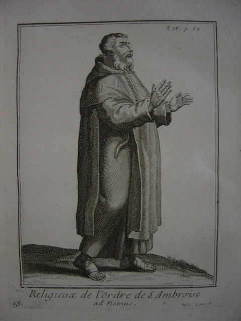 GRAVURE RELIGIEUSE RELIGION Costume Religieux Ordre de Saint Ambroise