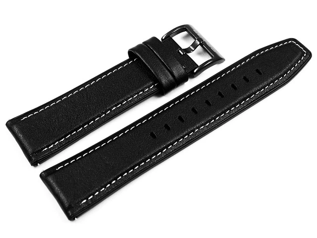 Bracelet Montre Lotus Cuir Noir - Surpiqûre Rouge - Réf. 15382/15381 - Neuf Avec étiquettes