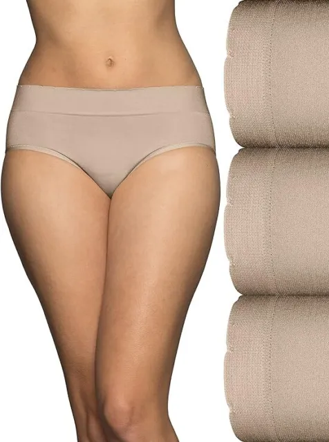 3 Pack Vanity Fair Women's No Pinch No Show Seamless Hipster Panty Beige