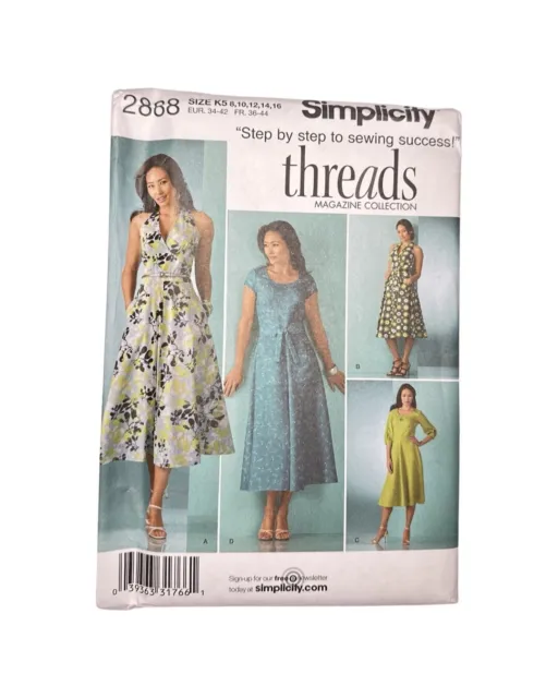 2888 Simplicity Women Misses Threads Dress Variety Sewing Pattern SZ 8-16 Uncut