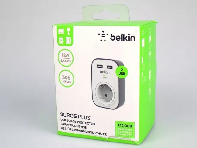 BELKIN SurgeCube - Prise parafoudre 2 x USB 2.0 2.4 A - Prise