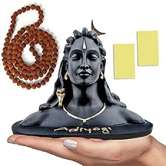 ADIYOGI STATUE OF Lord Shiva Idol 4.5 Inch Tall with Rudraksha Mala