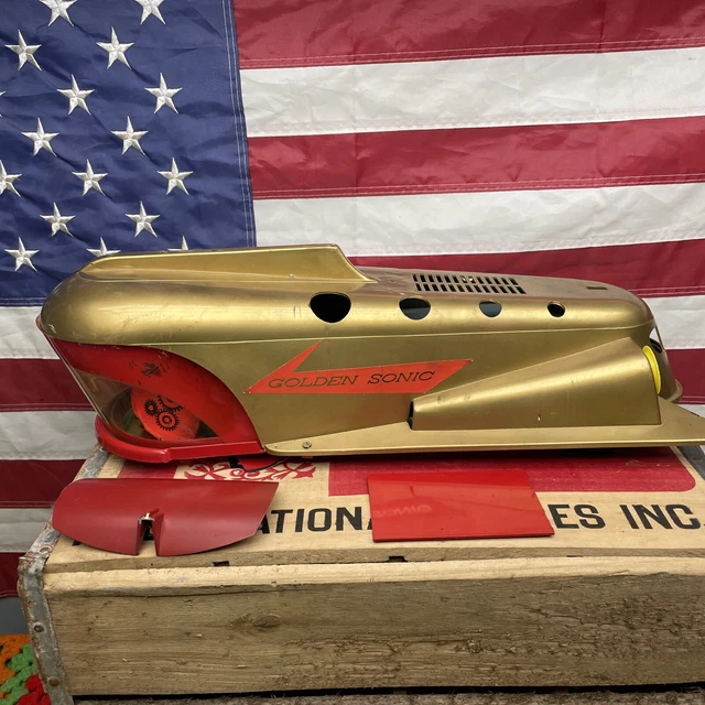 GOLDEN SONIC SPACESHIP Battery Operated Toy Box Lot 1950's Tigrett As