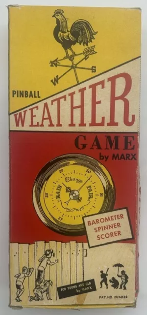 Original 1950s Marx Toy Co Pinball Weather Mechanical Game In Box 3