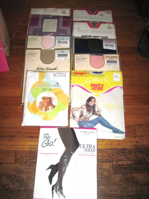 Vintage Lot of 11 Pantyhose Assorted Brands & Colors Size Large Tall NOS