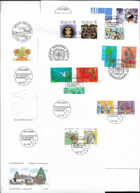 Schweiz FDC Jahrgang 1992 Kpl.