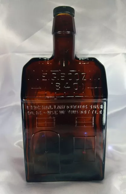 Vintage 1957 E. G. Booz's Old Cabin Whiskey 1840 Vintage Glass Bottle