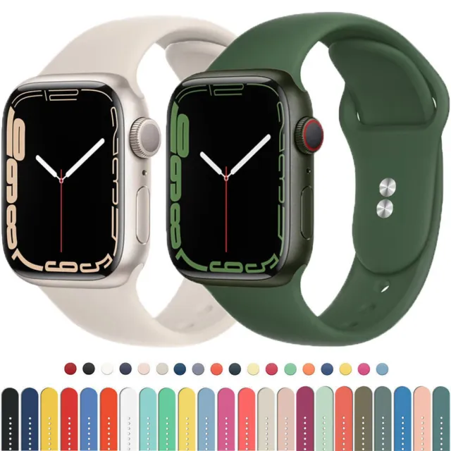 For Apple Watch Series 8 7 6 5 SE Silicone Sport Band iWatch Strap 40/44/41/45mm