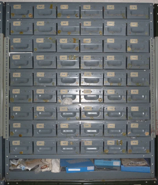 vintage metal engineers drawers, grey x 54 in cabinet,   (90 x 108 x 30cm)