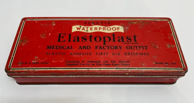 Vintage Plastic Waterproof Elastoplast Metal Tin, Made by TJ Smith&Nephew, Hull