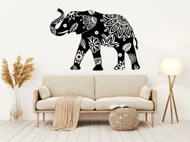Adesivo Arte da Parete Animali Elefante Casa Decalcomania Camera da Letto Mandala Decorazione Grafica Vinile