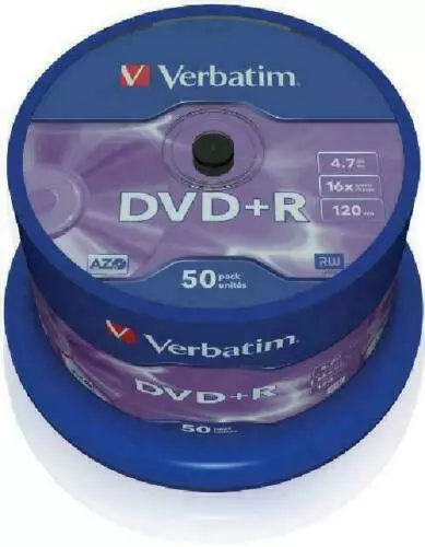 Verbatim 4.7Gb 16X Dvd+R  50 Pack  + cd-r 50 total 100 unidades