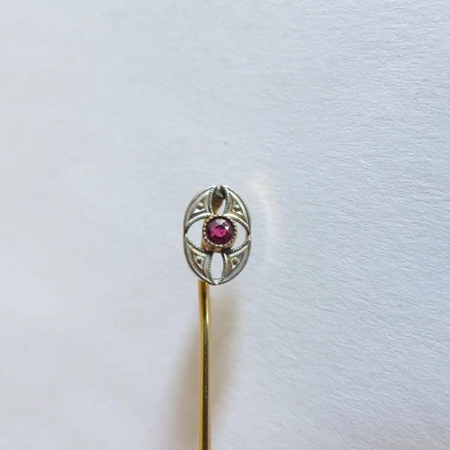 Broche épingle ORIA - Plaqué Or Jaune - Pierre Blanche - Vintage