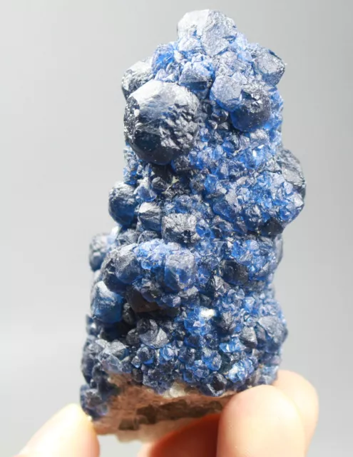 NATURAL Deep Blue Cubic FLUORITE Quartz Crystal Cluster Mineral Specimen