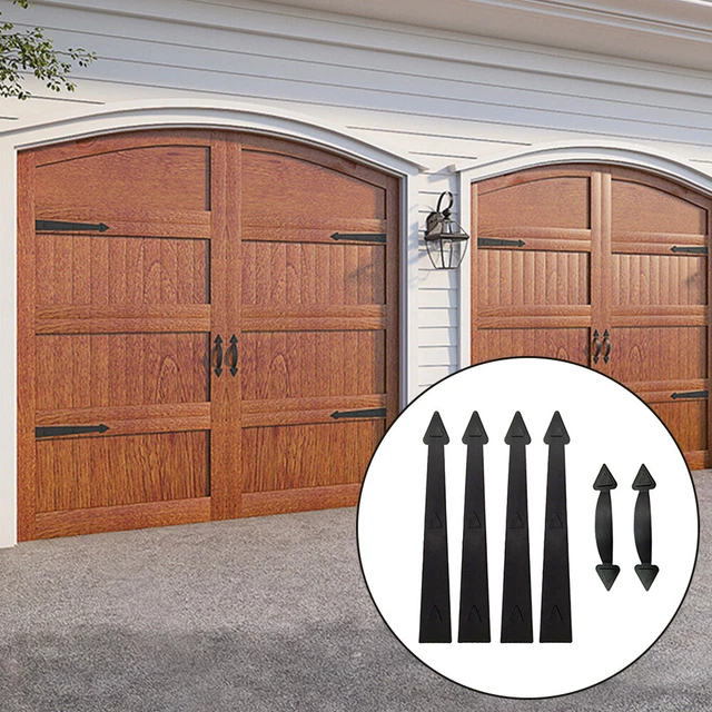Garage Door Magnetic Faux 4 Hings & 2 Handle Carriage Spear House Decor Hardware