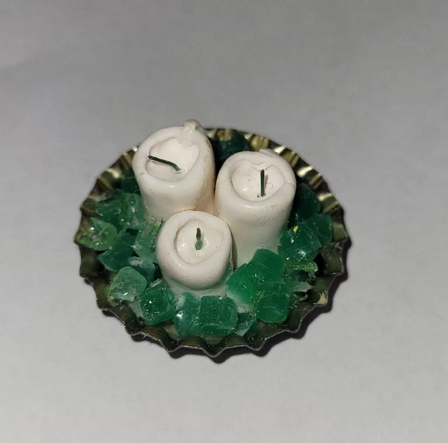 Dollhouse Sea Glass Candle Tray Decor Beach Theme Candles