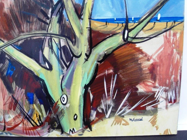 LEONARD Maurice - "L'ARBRE VERT" - HUILE/TECH.MIXTE S/ PAPIER MAROUFLE S/T -1952