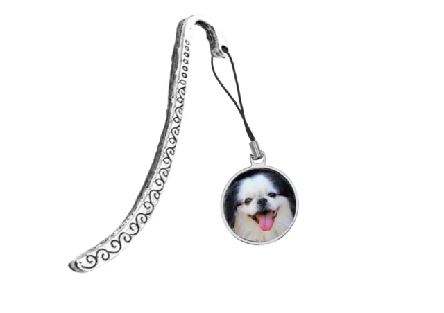 Japanese Chin  codedo1 DOME on a Pattern Bookmark with Cord Book