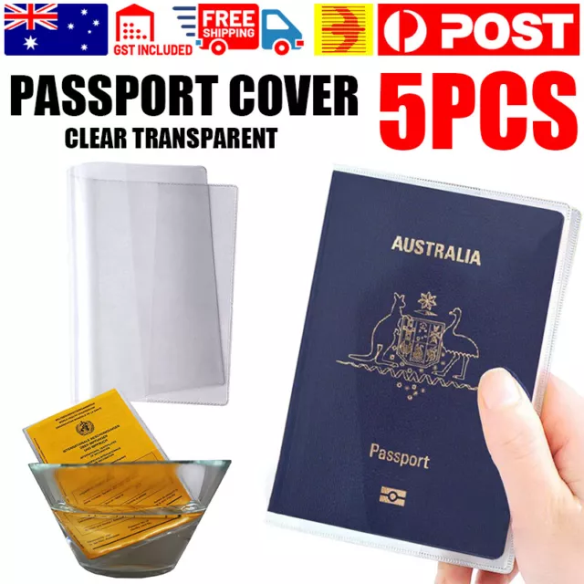 5X Passport Cover Transparent Protector Travel Clear Holder Organizer Wallet