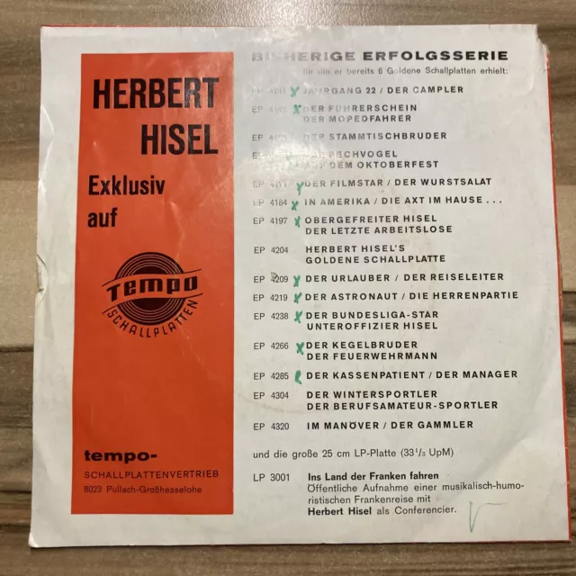 Herbert Hisel - Der Astronaut / Die Herrenpartie - 1965 - 7“ Vinyl Single 2