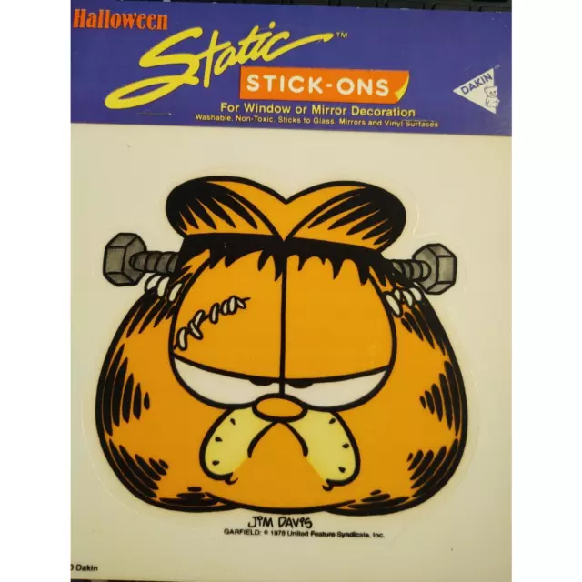 Garfield Frankenstein Halloween Dakin Static Window Stick-On Jim Davis - Vintage