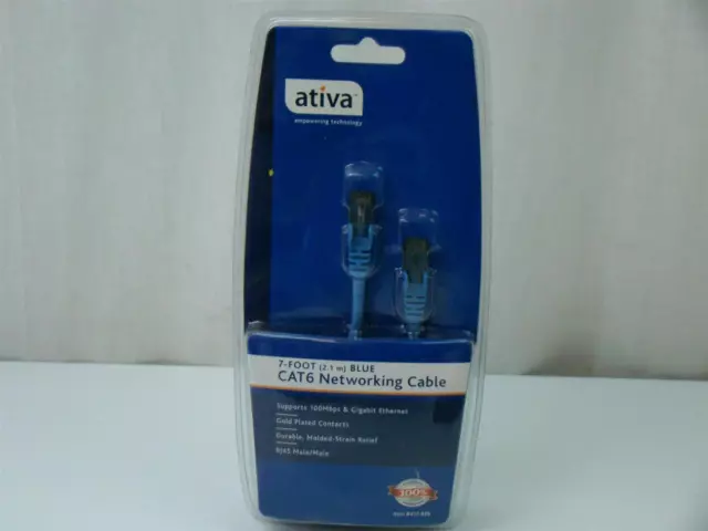 Ativa 7-Foot Bleu Cat6 de Réseau Câble RJ45 Mâle 417-828
