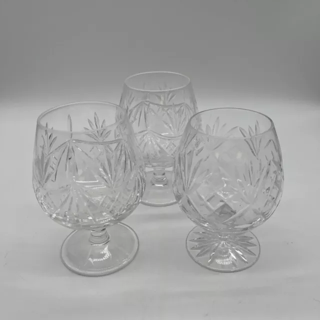 2x Edinburgh International Crystal Cut Glass Brandy Glasses - 1x Unknown     C17