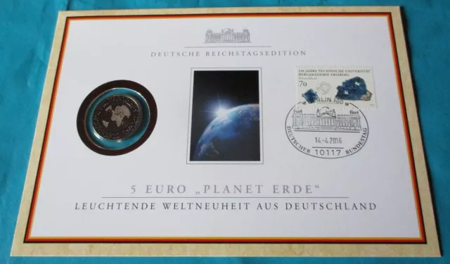 Numisbrief BRD 5 Euro Blauer Planet Erde  Polymerring -   2016