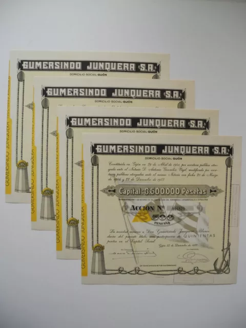 Lot mit 4 maritimen Aktien aus Spanien " Gumersindo Junquera "