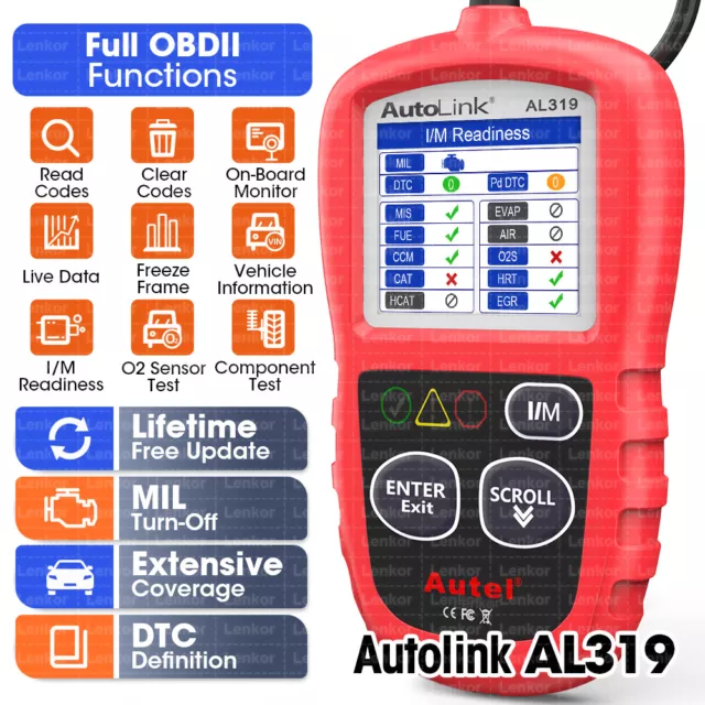 Autel AL319 Scanner OBD2 Lecteur Code d’Erreur du Moteur Outil Diagnostic Auto